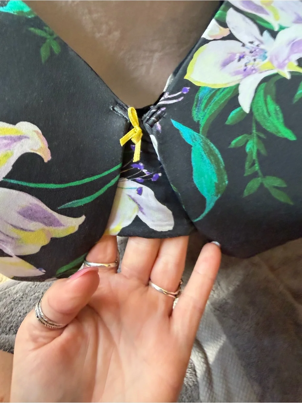 Floral Black & Purple Bra 42K